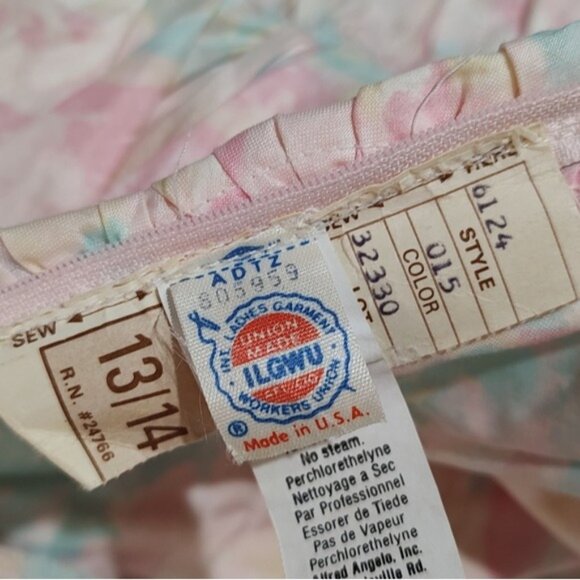 Vintage 80s Dance Allure Alfred Angelo Pastel Floral Strapless Dress ILGWU - Picture 9 of 13